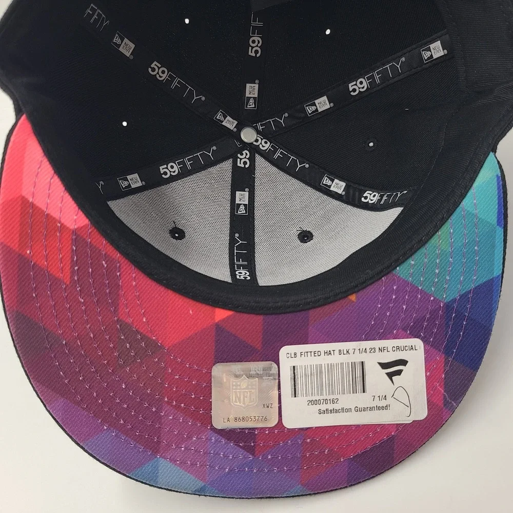 Cleveland Browns Hat Fitted (Seems 7 3/8) New Era 59Fifty Black Crucial Catch